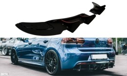 Heck Ansatz Flaps Diffusor passend für VW GOLF 6 R (CNC) schwarz Hochglanz
