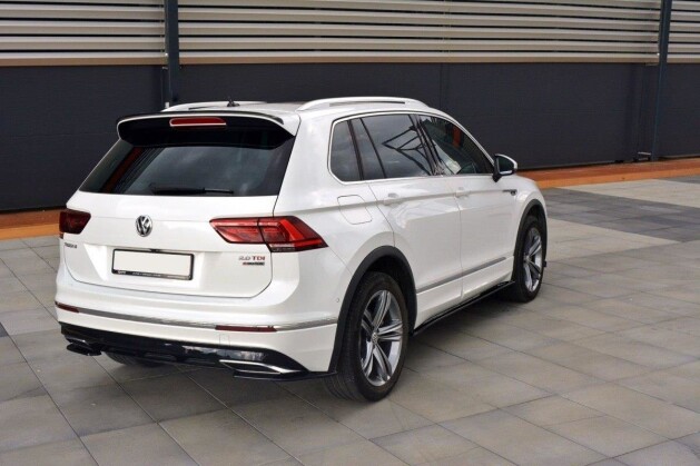 Heck Ansatz Flaps Diffusor passend für Vw Tiguan Mk2 R-Line schwarz Hochglanz