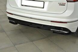 Heck Ansatz Flaps Diffusor passend für Vw Tiguan Mk2 R-Line schwarz Hochglanz