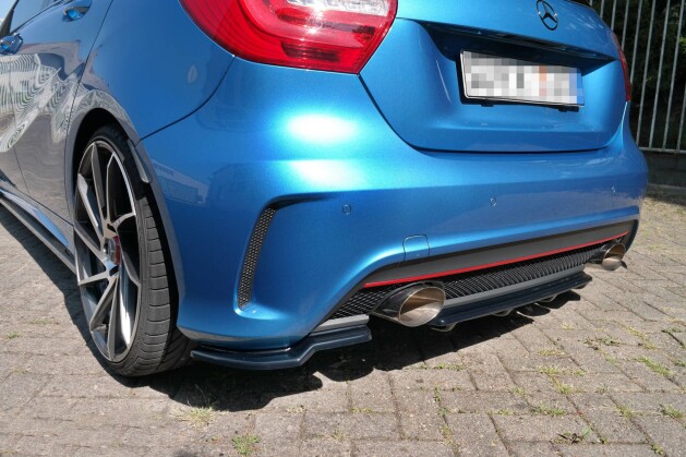 Mittlerer Cup Diffusor Heck Ansatz passend für im DTM LOOK Mercedes W176 AMG-LINE vor Facelift schwarz Hochglanz