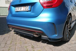 Mittlerer Cup Diffusor Heck Ansatz passend für im DTM LOOK Mercedes W176 AMG-LINE vor Facelift schwarz Hochglanz