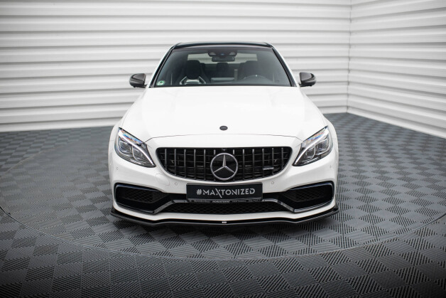 Cup Spoilerlippe Front Ansatz V.1 passend für Mercedes-AMG C63 Limousine / Kombi W205 / S205 schwarz Hochglanz