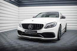 Street+ Spoilerlippe Front Ansatz V.1 passend für Mercedes-AMG C63 Limousine / Kombi W205 / S205 schwarz Hochglanz