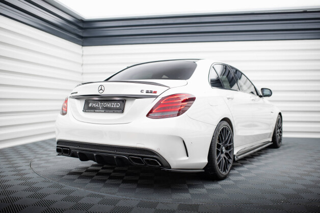 Heck Ansatz Diffusor passend für Mercedes C-Klasse S205 63 AMG schwarz Hochglanz