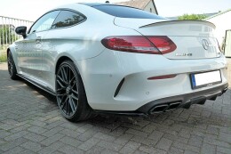 Heck Ansatz Flaps Diffusor passend für Mercedes C-Klasse C205 63 AMG Coupe schwarz Hochglanz