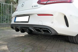 Heck Ansatz Diffusor passend für Mercedes C-Klasse C205 63 AMG Coupe schwarz Hochglanz
