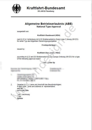 Maxton Design Cup Spoilerlippe Front Ansatz Frontspoiler Gutachten ABE für FD1,FD2 usw.