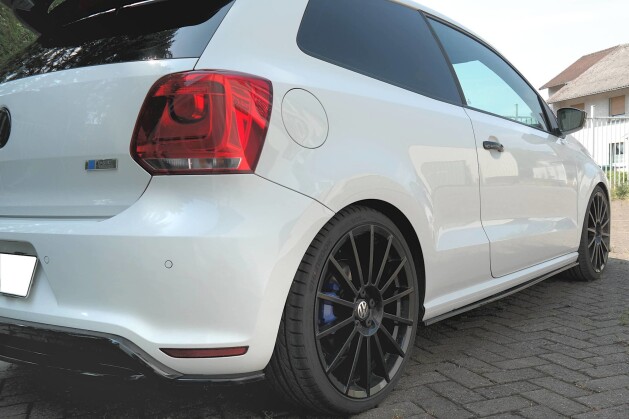 Seitenschweller Ansatz Cup Leisten passend für VW POLO MK5 R WRC schwarz matt
