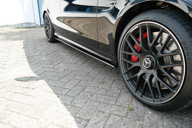Seitenschweller Ansatz Cup Leisten passend für Mercedes C-Klasse S205 63 AMG Kombi Carbon Look