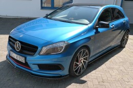 Seitenschweller Ansatz Cup Leisten für Mercedes-Benz A  AMG-Line W176  schwarz Hochglanz
