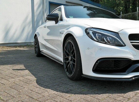 Seitenschweller Ansatz Cup Leisten passend für Mercedes C-Klasse C205 63 AMG Coupe schwarz Hochglanz