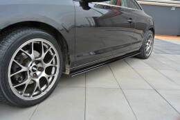 Seitenschweller Ansatz Cup Leisten passend für Renault Laguna mk 3 Coupe schwarz Hochglanz