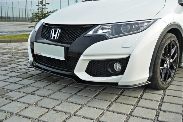 Cup Spoilerlippe Front Ansatz für Honda Civic Mk9 FL schwarz Hochglanz