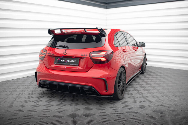 Heck Ansatz Flaps Diffusor passend für Mercedes A W176 AMG Facelift schwarz Hochglanz