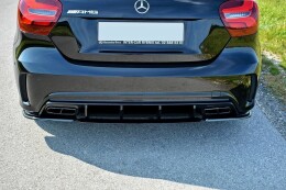 Heck Ansatz Flaps Diffusor für Mercedes A W176 AMG Facelift schwarz Hochglanz