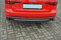 Mittlerer Cup Diffusor Heck Ansatz für Audi A4 B9 S-Line schwarz Hochglanz