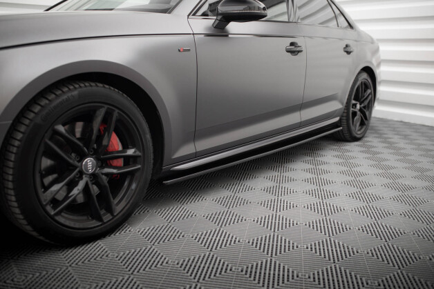 Seitenschweller Ansatz Cup Leisten passend für Audi S4 / A4 S-Line / A4 Competiton B9 schwarz Hochglanz