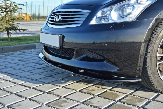 Cup Spoilerlippe Front Ansatz V.1 passend für Infiniti G37 Limousine schwarz Hochglanz
