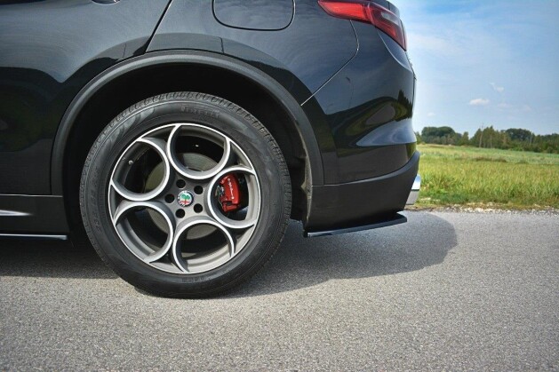 Heck Ansatz Flaps Diffusor passend für Alfa Romeo Stelvio schwarz Hochglanz