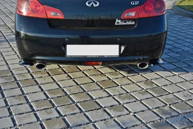 Heck Ansatz Flaps Diffusor passend für Infiniti G37 Limousine schwarz Hochglanz