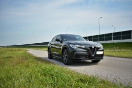Seitenschweller Ansatz Cup Leisten für Alfa Romeo Stelvio Mk1 schwarz Hochglanz