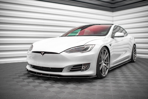 Cup Spoilerlippe Front Ansatz V.1 passend für Tesla Model S Facelift schwarz Hochglanz