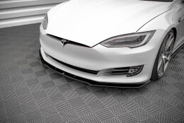 Cup Spoilerlippe Front Ansatz V.1 passend für Tesla Model S Facelift schwarz Hochglanz