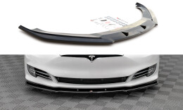 Cup Spoilerlippe Front Ansatz V.1 passend für Tesla Model S Facelift schwarz Hochglanz