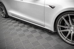 Seitenschweller Ansatz Cup Leisten für Tesla Model S Facelift schwarz matt