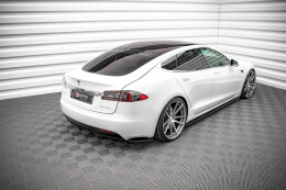 Seitenschweller Ansatz Cup Leisten für Tesla Model S Facelift schwarz Hochglanz