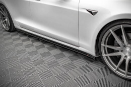 Seitenschweller Ansatz Cup Leisten passend für Tesla Model S Facelift schwarz Hochglanz
