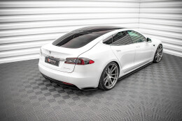 Heck Ansatz Flaps Diffusor passend für Tesla Model S Facelift schwarz Hochglanz