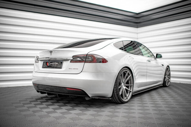 Heck Ansatz Diffusor passend für Tesla Model S Facelift schwarz Hochglanz