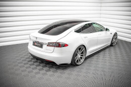 Heck Ansatz Diffusor passend für Tesla Model S Facelift schwarz Hochglanz