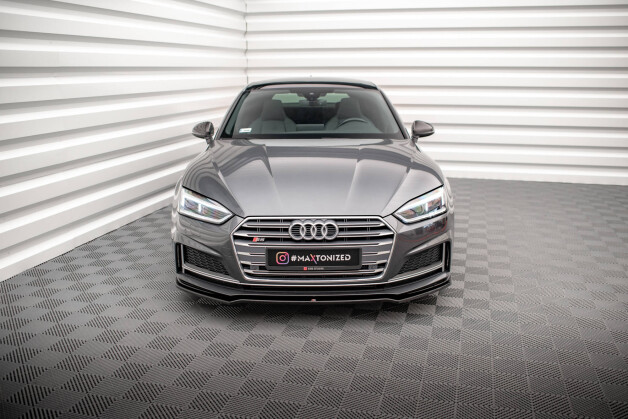 Cup Spoilerlippe Front Ansatz V.1 passend für Audi S5 / A5 S-Line F5 Coupe / Sportback schwarz Hochglanz