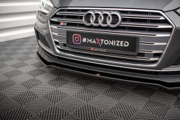 Cup Spoilerlippe Front Ansatz V.1 passend für Audi S5 / A5 S-Line F5 Coupe / Sportback schwarz Hochglanz
