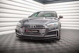 Cup Spoilerlippe Front Ansatz V.1 passend für Audi S5 / A5 S-Line F5 Coupe / Sportback schwarz Hochglanz