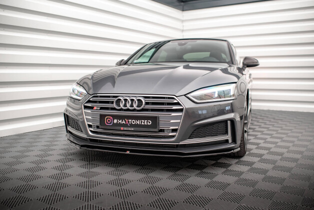 Cup Spoilerlippe Front Ansatz V.2 passend für Audi S5 / A5 S-Line F5 Coupe / Sportback schwarz Hochglanz