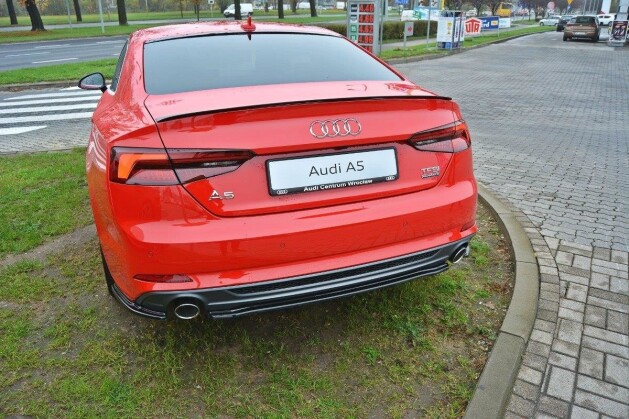 Street+ Mittlerer Diffusor Heck Ansatz passend für Audi A5 F5 S-Line schwarz Hochglanz