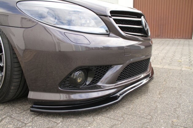 Cup Spoilerlippe Front Ansatz passend für MERCEDES CL 500 C216 AMGLINE schwarz Hochglanz