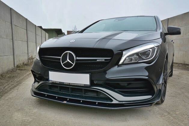 Cup Spoilerlippe Front Ansatz V.1 für Mercedes CLA A45 AMG C117 FL schwarz Hochglanz