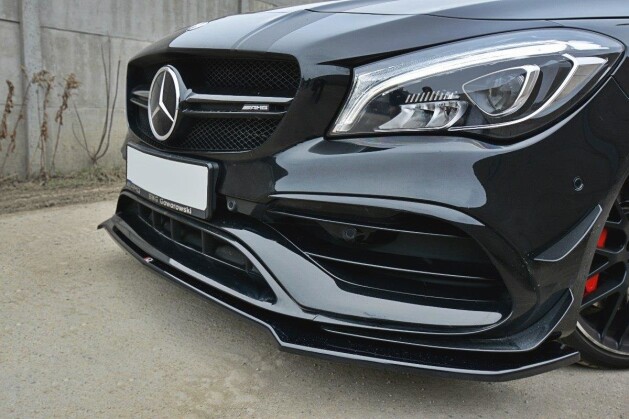 Street+ Spoilerlippe Front Ansatz V.2 passend für Mercedes CLA A45 AMG C117 FL schwarz Hochglanz