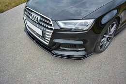 Cup Spoilerlippe Front Ansatz passend für V.1 Audi S3 / A3 S-Line Hatchback / Sportback 8V Facelift schwarz Hochglanz