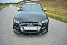 Cup Spoilerlippe Front Ansatz passend für V.1 Audi S3 / A3 S-Line Hatchback / Sportback 8V Facelift schwarz Hochglanz
