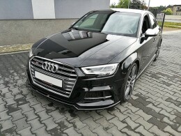 Cup Spoilerlippe Front Ansatz V.2 passend für Audi S3 / A3 S-Line 8V FL Limousine schwarz Hochglanz