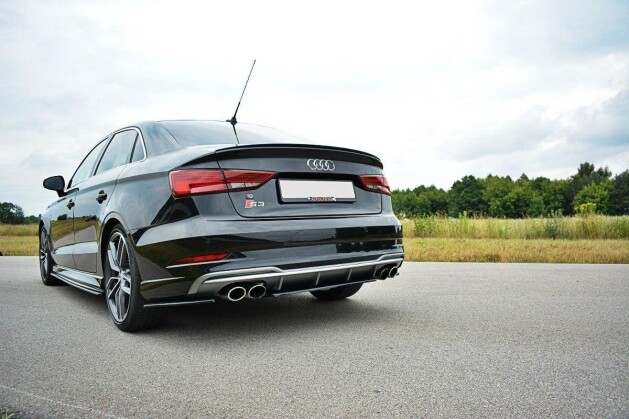 Mittlerer Cup Diffusor Heck Ansatz passend für Audi S3 8V FL Hatchback / Sportback / Limousine schwarz Hochglanz