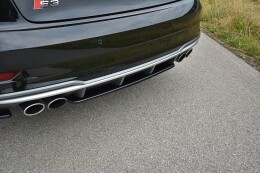 Street+ Mittlerer Diffusor Heck Ansatz passend für Audi S3 8V FL Hatchback / Sportback / Limousine schwarz Hochglanz