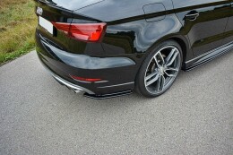 Heck Ansatz Flaps Diffusor passend für Audi S3 / A3 S-Line 8V FL Limousine schwarz Hochglanz