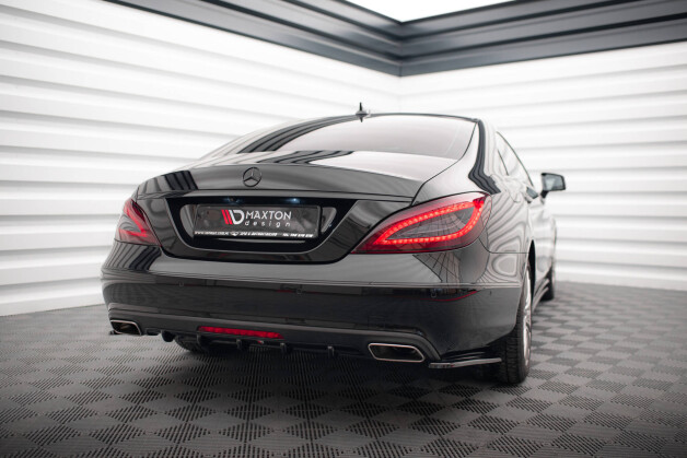 Heck Ansatz Flaps Diffusor passend für Mercedes-Benz CLS C218 schwarz Hochglanz