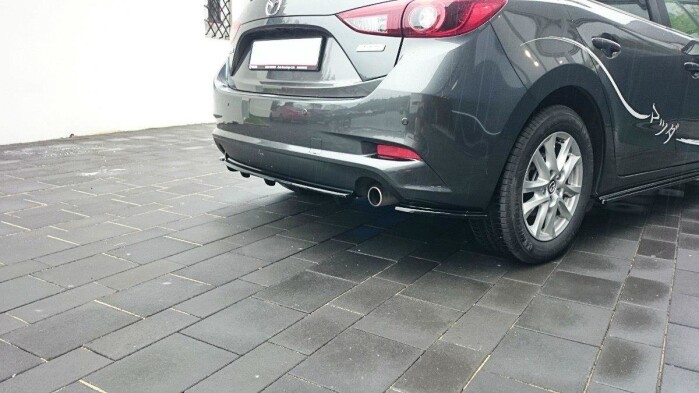 Heck Ansatz Flaps Diffusor für Mazda 3 BN Mk3 FL schwarz Hochglanz